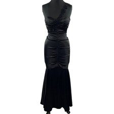 Xscape Joanna Chen Black Beaded Asymmetric One Shoulder Mermaid Evening Gown 6