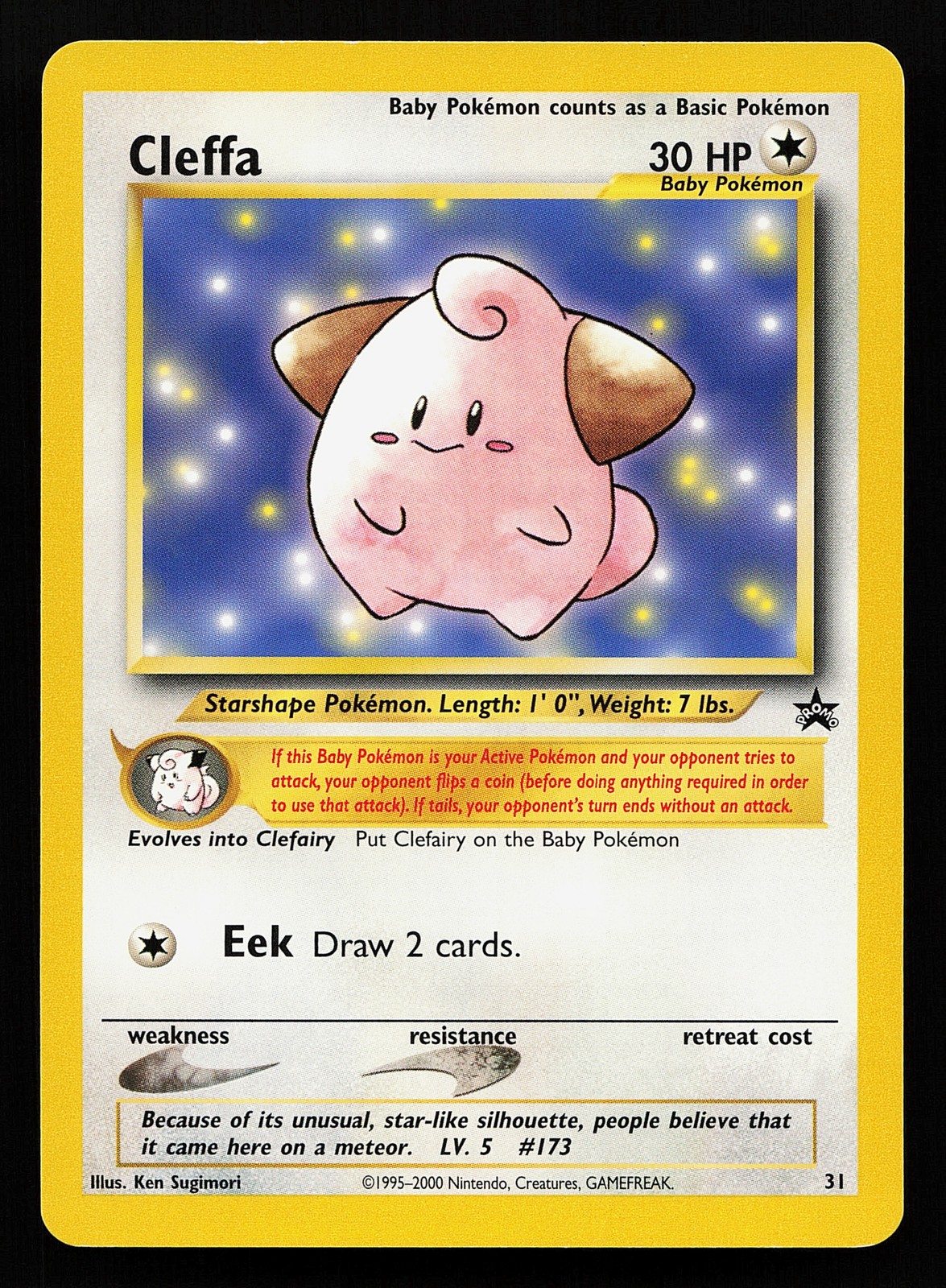 Cleffa 31 WOTC Black Star Promo Pokémon Card