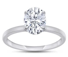 2.00 Carat Oval Lab Grown Diamond Ring 14k White Gold IGI Certified EFG/VS