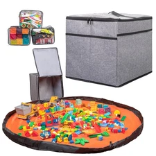 XXL Toy Storage Organizer with 51"Play Mat - Collapsible Fabric Box for Boys