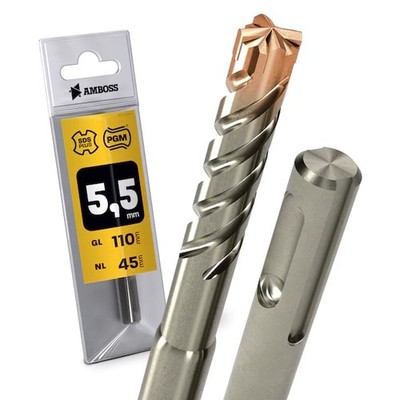 SDS Plus Hammerbohrer 4X Schneiden PGM Ø 5,5mm x 45mm - AMBOSS Werkzeuge SDS