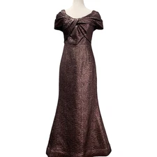 Rickie Freeman for Teri Jon Women's Purple Cold Shoulder Gown Dress - Size 4