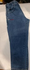 FUBU The Collection men's blue and navy cargo jeans, embroidered logo 34x34