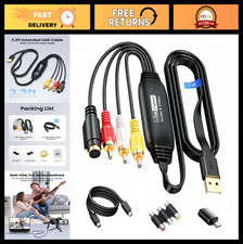 VHS to Digital Converter 3.3ft, USB Video Capture Card, RCA AV to USB Adapter, 1