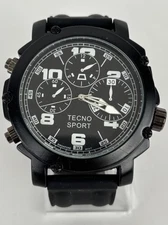 Tecno Sport 54mm Black Quartz Watch w/Black Buckle Band & Battery