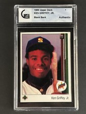 1989 Upper Deck Ken Griffey Jr #1 DOUBLE PRINT & Blank Back ERROR Authentic NM+