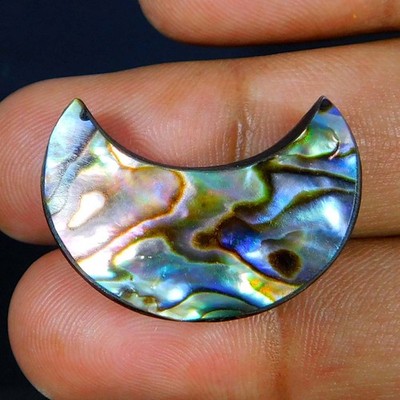 Wholesale 27.25Cts. Natural Prodigious Paua Abalone Shell Crescent Moon Gemstone