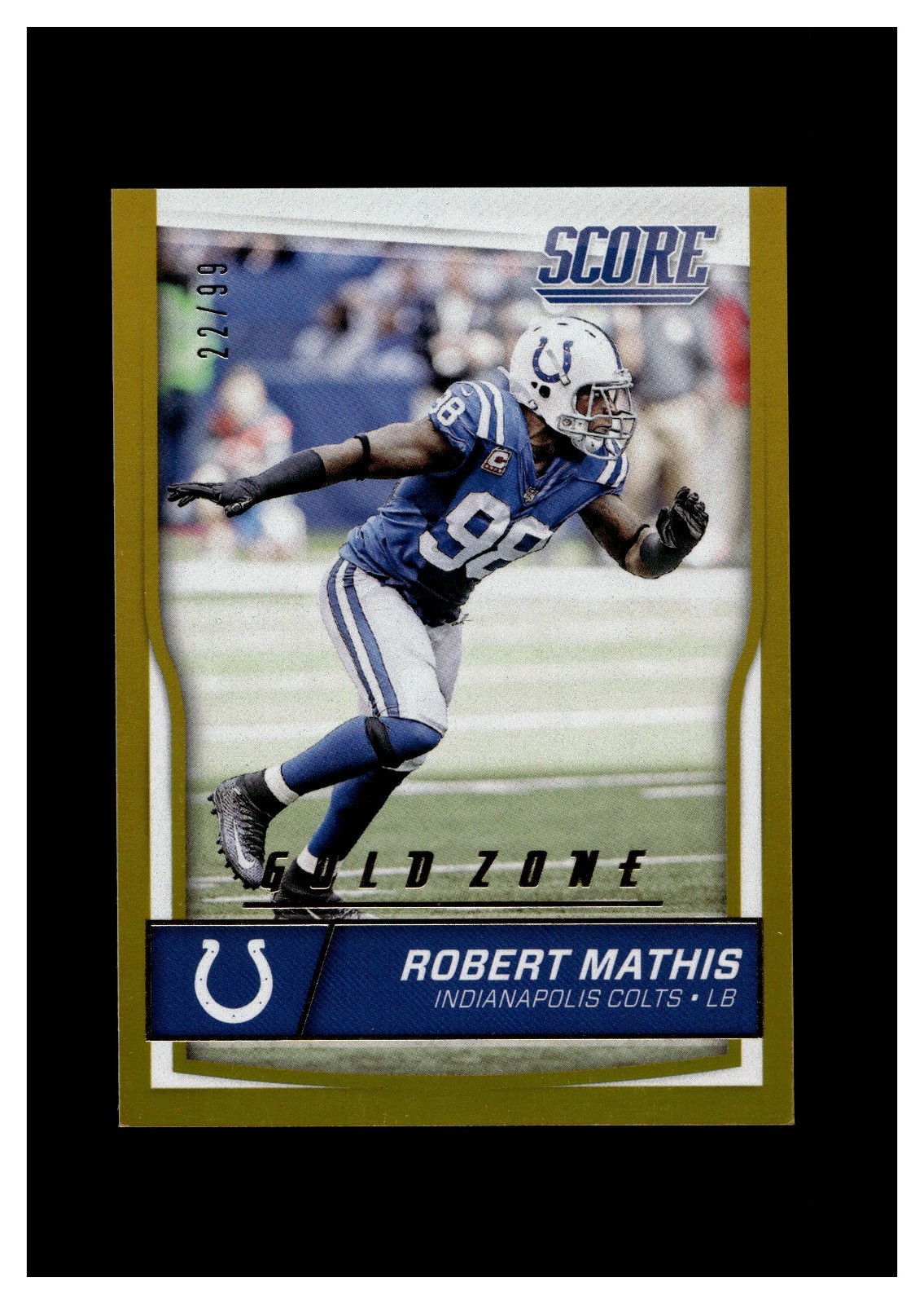 2016 Panini Score Jumbo Gold Zone #145 Robert Mathis 22/99 Indianapolis Colts