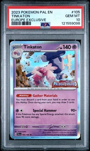 2023 POKEMON PAL EN-PALDEA EVOLVED EUROPE EXCLUSIVE #105 TINKATON PSA 10