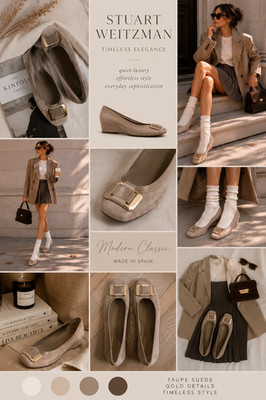 Stuart Weitzman Ballerinas 39 Wildleder Taupe Wedges Made in Spain Luxus