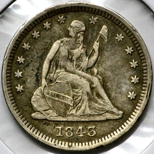 1843 Seated Liberty Quarter 25 Cents  R1927