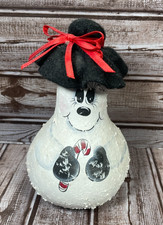 Vtg Handpainted Gourd Snowman Handmade Frosty Hat Scarf Primitive Winter Decor
