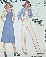 Vintage 1970s McCall's 6466 Teen Dungarees Pinafore Sewing Pattern Sz 13-14