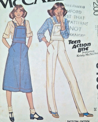Vintage 70er Jahre McCall's 6466 Teen Latzhose Schürze Schnittmuster Gr. 13-14