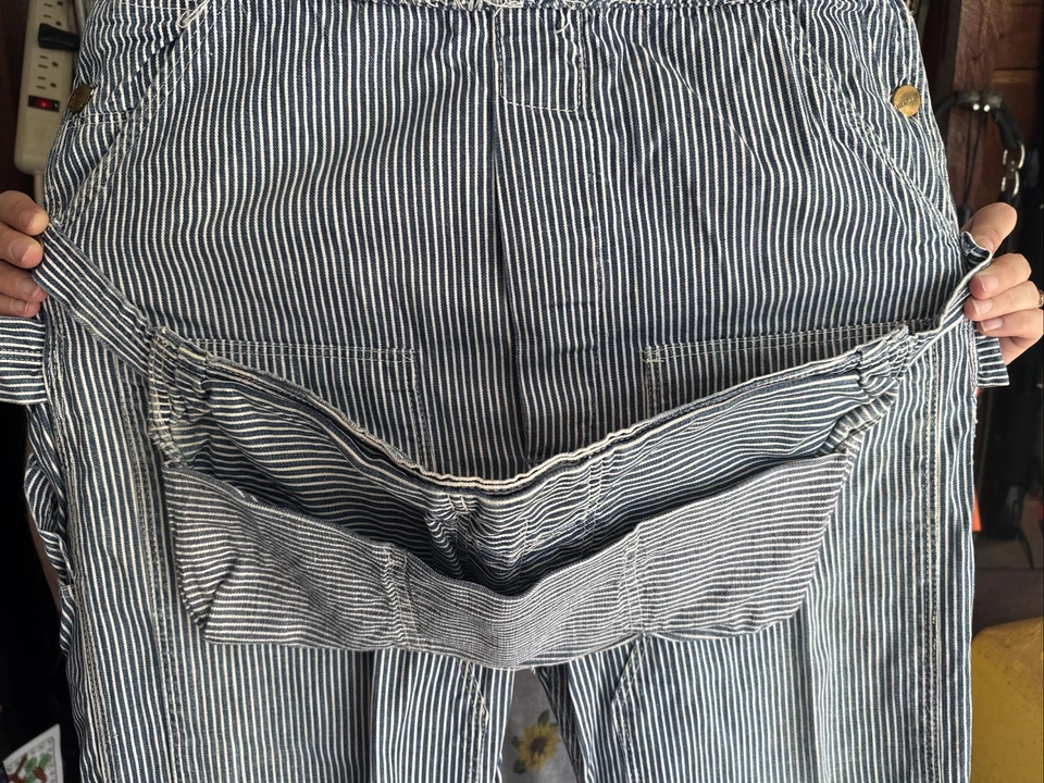 Mono de colección Hercules Hickory a rayas de mezclilla con babero ropa de trabajo de ferrocarril Foto 3 de 4