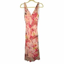 Beaded Silk Bias Cut Vintage Dress Midi Pink Paisley Fairy Y2k Size Small