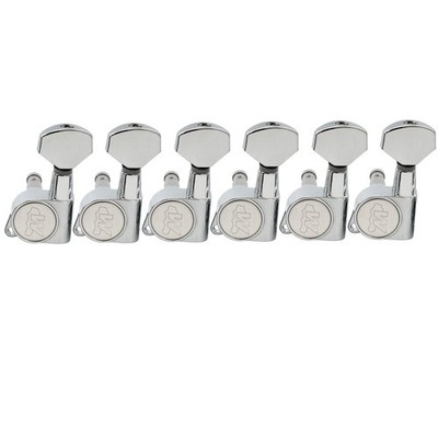 Wilkinson E-Z-LOK Chrome Left Handed 6 Inline Guitar Machine Head Tuning Peg Set