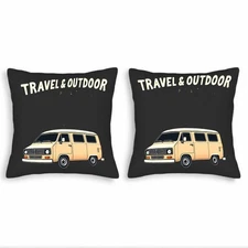 Set of 2 Throw Pillow Covers 18x18in - Vintage Van Design 