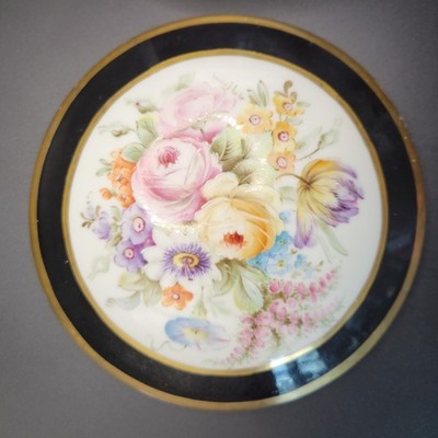 Antique T&V Limoges France Hand Painted Floral Trinket Box Gold Monogram Artist 