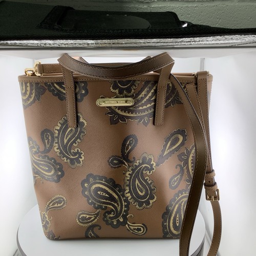 NWOT $298 Michael Kors EMRY PAISLEY PRINT BROWN MEDIUM TOTE BAG PURSE - Picture 1 of 5