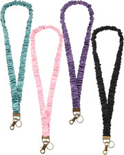4 Pcs Scrunchies Lanyards for ID Badges Keys Scrunchy Cute Neck Keychain with Cl
