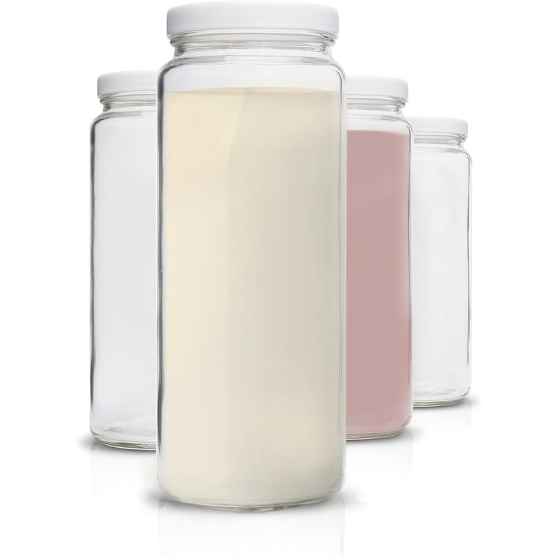 W/ Leak Proof White Caps Reusable Dishwasher Safe