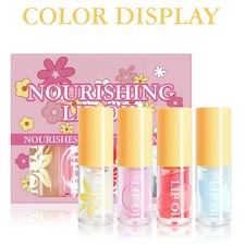 Women Girls Lip Glaze Lipgloss 4Pcs Lip Gloss Set Non-stick Fruit Flavored