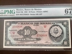 1963, Mexico, 10 Pesos, 67 PMG, EPQ, Superb Gem, High Grade, Unc.