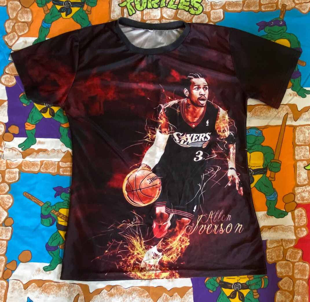 Allen Iverson MEDIUM Black T Shirt Slam Magazine Mitchell Ness Tee Basketball