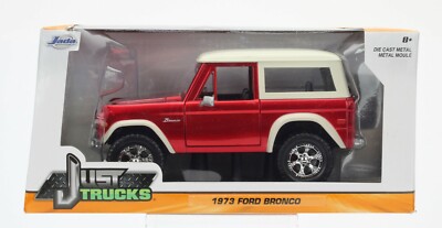 JADA TOYS JUST TRUCKS 1973 FORD BRONCO RED / WHITE 1:24 NIB