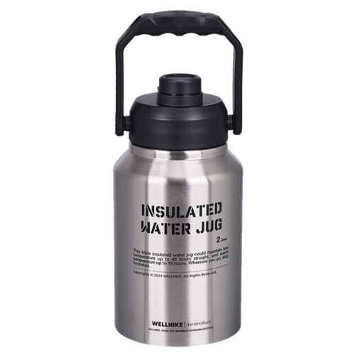 Jarra de agua aislada 2L con mango gimnasio entrenamiento botella de agua para viajes camping - Imagen 24 de 26
