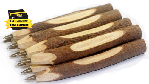 10PCS Vintage Handmade Wooden Ballpoint Pen, School Supplies, Stationery Gift ⭐️