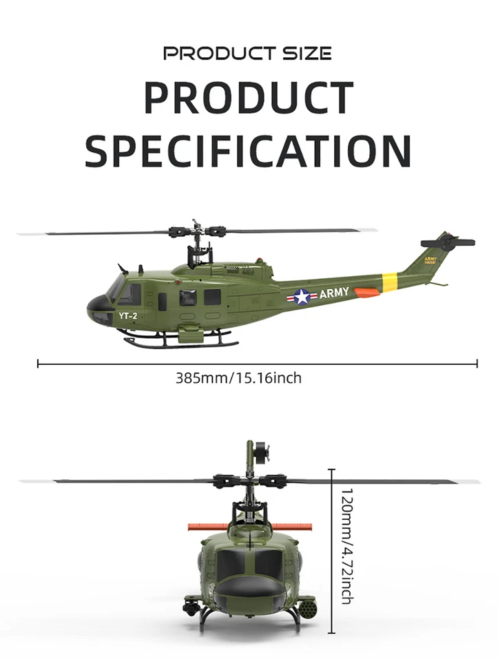 YUXIANG F07 UH-1 Huey Hubschrauber 2,4G 6ch Brushless Motor 6 Achsen Gyro 1/34 - Bild 2 von 4