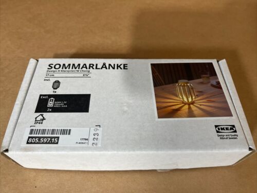 IKEA SOMMARLANKE decorative table lamp, battery operated outdoor/beige  7 " - Picture 1 of 4