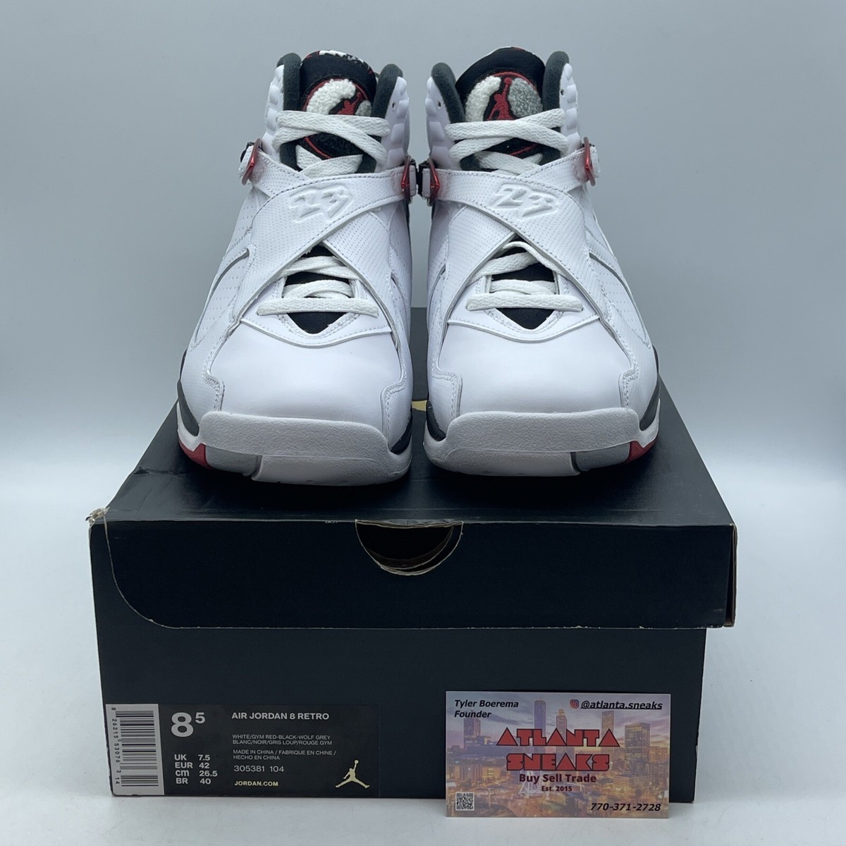 Size 8.5 - Air Jordan 8 Retro Alternate White Black Red