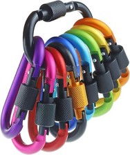 10 Pack Aluminum D Ring Key Rings Approx 80mm L x 45mm W , Multicolored