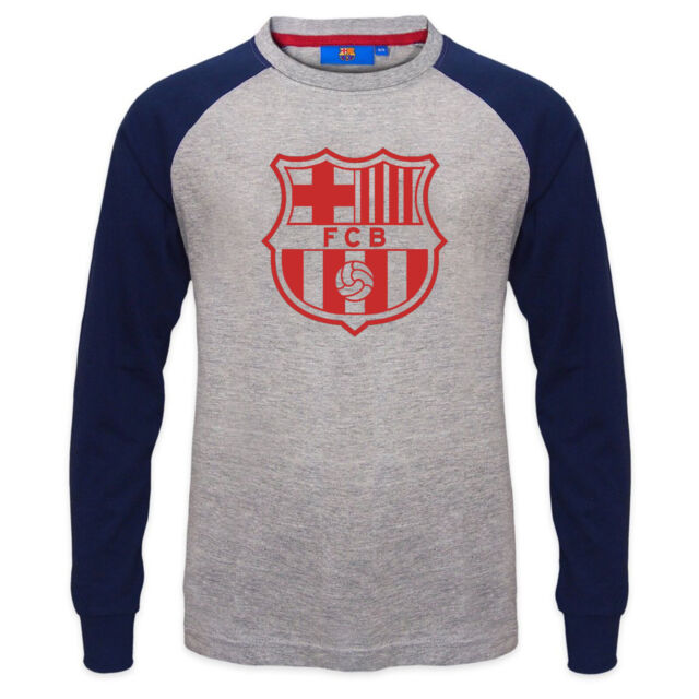 FC Barcelona Official Football Gift Kids Crest Long Sleeve Raglan T-Shirt