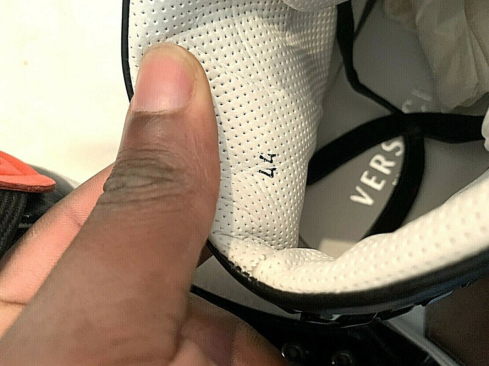 PRE-OWNED MEN VERSACE HIGH TOP SNEAKER WITH BACK CHAIN TRIM SIZE 44 US SIZE 10.5 image 7