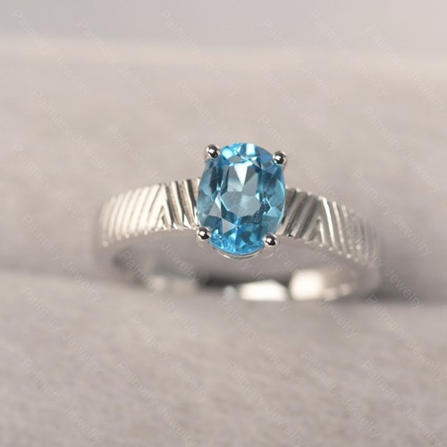 Swiss Blue Topaz Ring 925 Sterling Silver Ring Oval Cut Ring Stone Ring ...