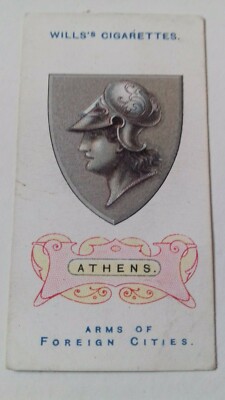 how much are cigarettes in athens 1900's GREECE COAT OF ARMS OF ATHENS GREEK GODDESS ATHENA CIGARETTE CARD