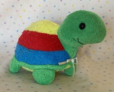 Vintage Eden Primary Rainbow Turtle Rattle Terry Cloth Stuffed Plush 5  READ