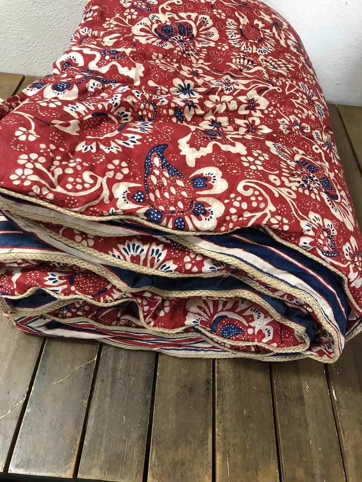 Ralph Lauren Villa Martine Twin Comforter Red Floral Stripes 66x86" EUC - Image 2 of 4