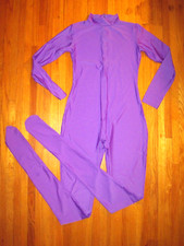 Plus Size Shiny Purple Long Sleeve T Neck Footed Unitard Size 2XL-16-18 New