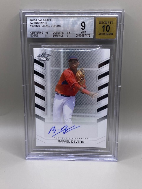 LEAF DRAFT 2015 RAFAEL DEVERS Autograph Rookie AUTO SP BGS 9/10