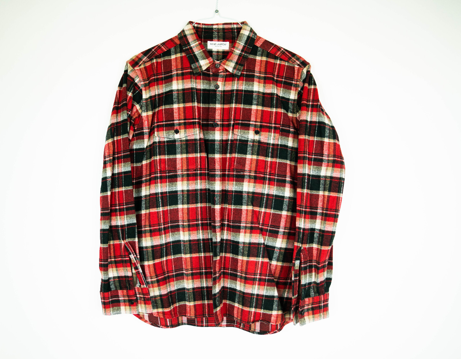 SAINT LAURENT Camicia SAINT LAUENT PARIS flanella pesante a quadri western rossa media M nuova sovracamicia