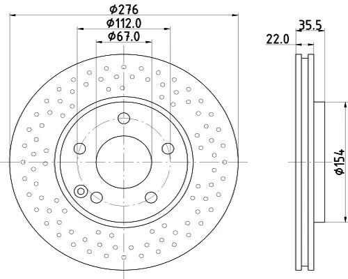 2x Disco Freni Anteriore Ø276 MM Forati/Areato per Mercedes Classe A - Immagine 4 di 4