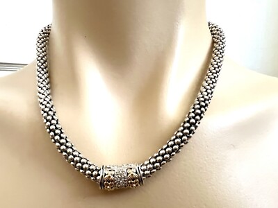 Gabrielle Bruni Sterlingsilber 14K Gold Diamant Blüte Popcorn Kette Halskette