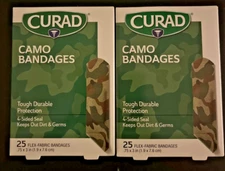 (2-Pack) Curad CAMO 25 Flex-Fabric Bandages Army Soldier Military Band-Aids NEW!