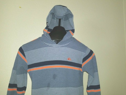 Nice Boys QUIKSILVER  Size L Pullover Hoodie Thermal Striped Polyester Cotton - Picture 3 of 8