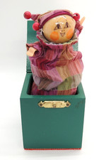 Vintage Wood Pop Up Jack in the Box Clown Muted Colors Handmade German 